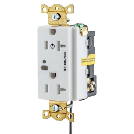 Hubbell Wiring Device-Kellems Straight Blade Receptacle, 5-20R, 20 A, 125V AC, 2 Pole, 3 Wire, Grounded HBL5362LC1W